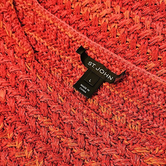 Designer - ST. JOHN Gorgeous 100% cotton pink/red/orange cable knit sweater - Picture 10 of 10